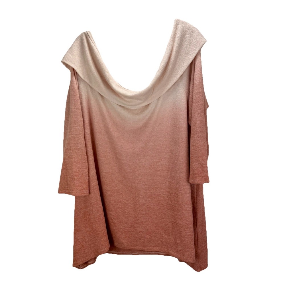 Torrid Super Soft Plush Ombré Cowl Neck Top Sweater Size 3 (3X) Light Pink Coral - Picture 2 of 6